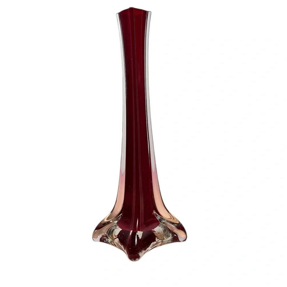 Vintage‎ AAC Handcrafted Red Vase 9” Mid-Century Modern